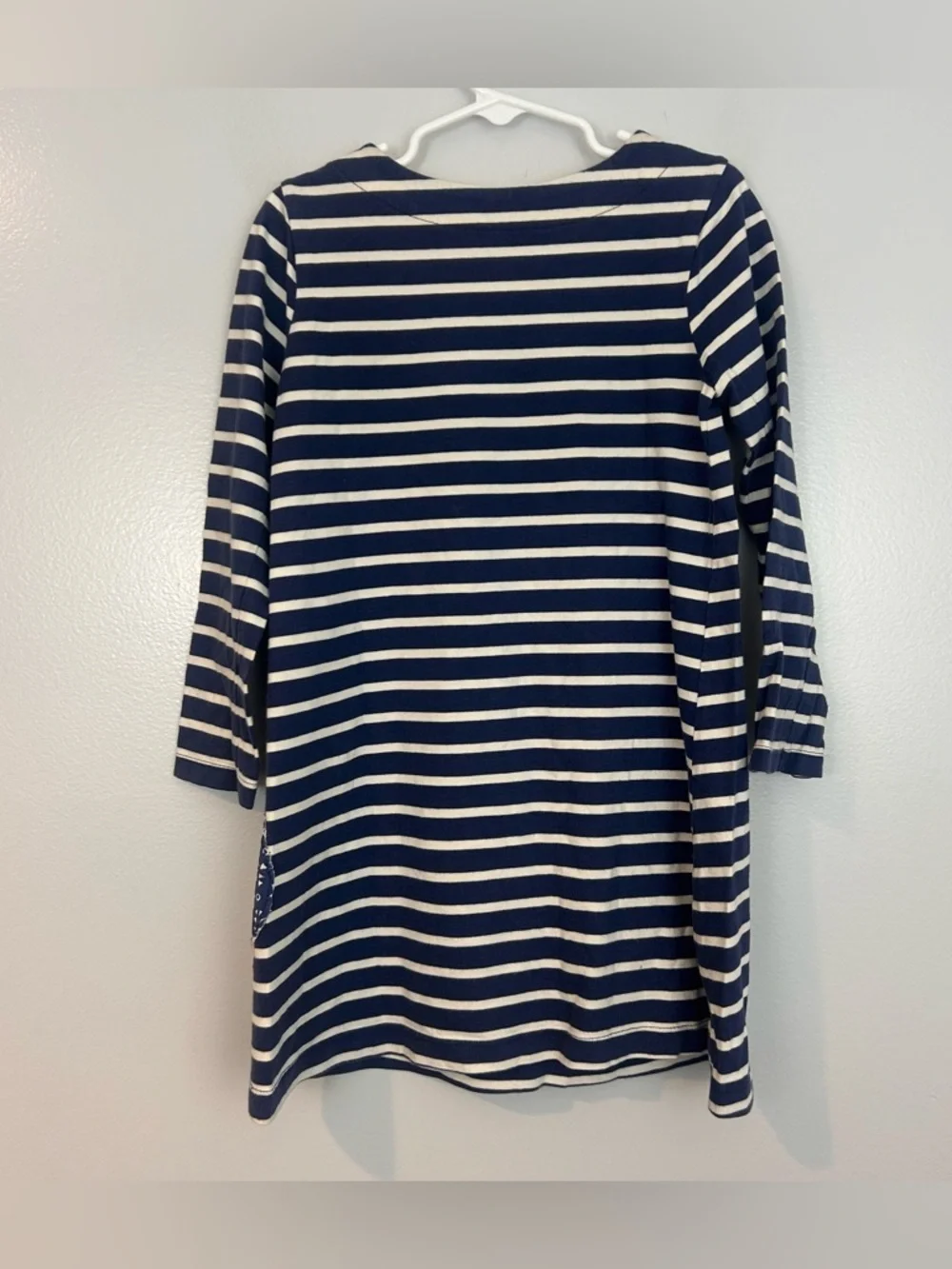 Mini Boden Blue Striped Owl Embroidered A-line Dress Youth Girls Size 5-6 Years